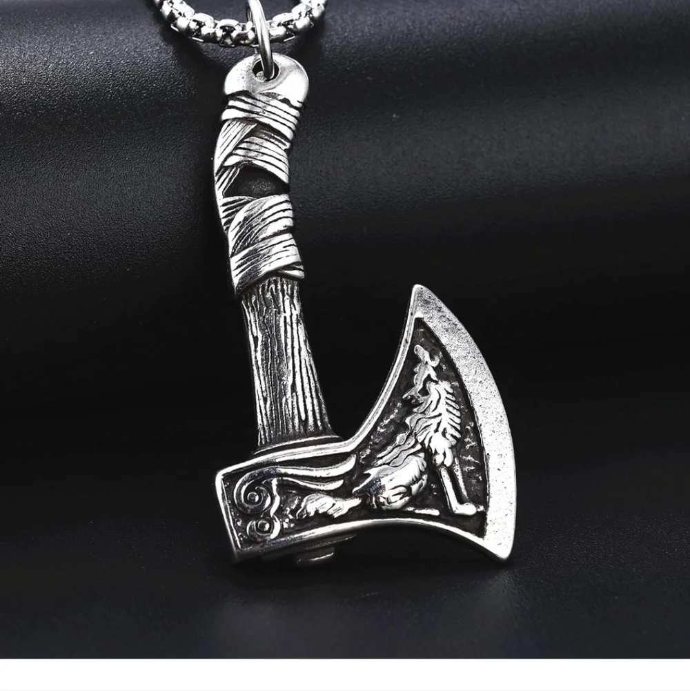 Silver Axe Pendant Necklace
